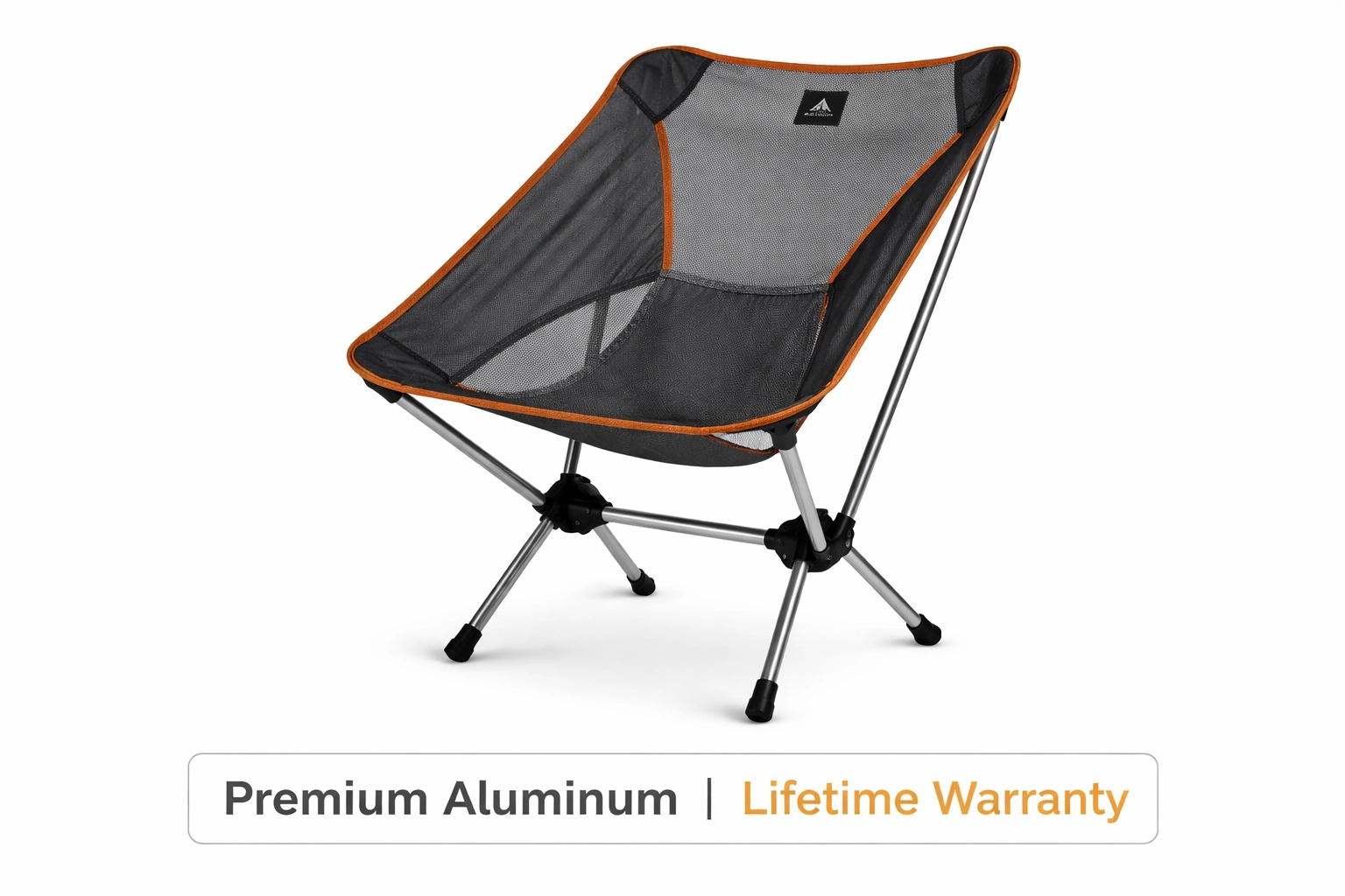 Premium aluminum camping chair showing high-end design and features