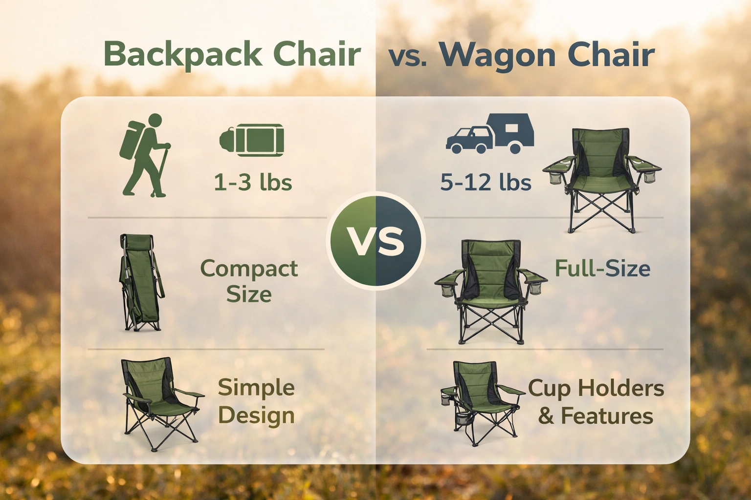 Backpack vs Wagon Camping Chairs Comparison Infographic