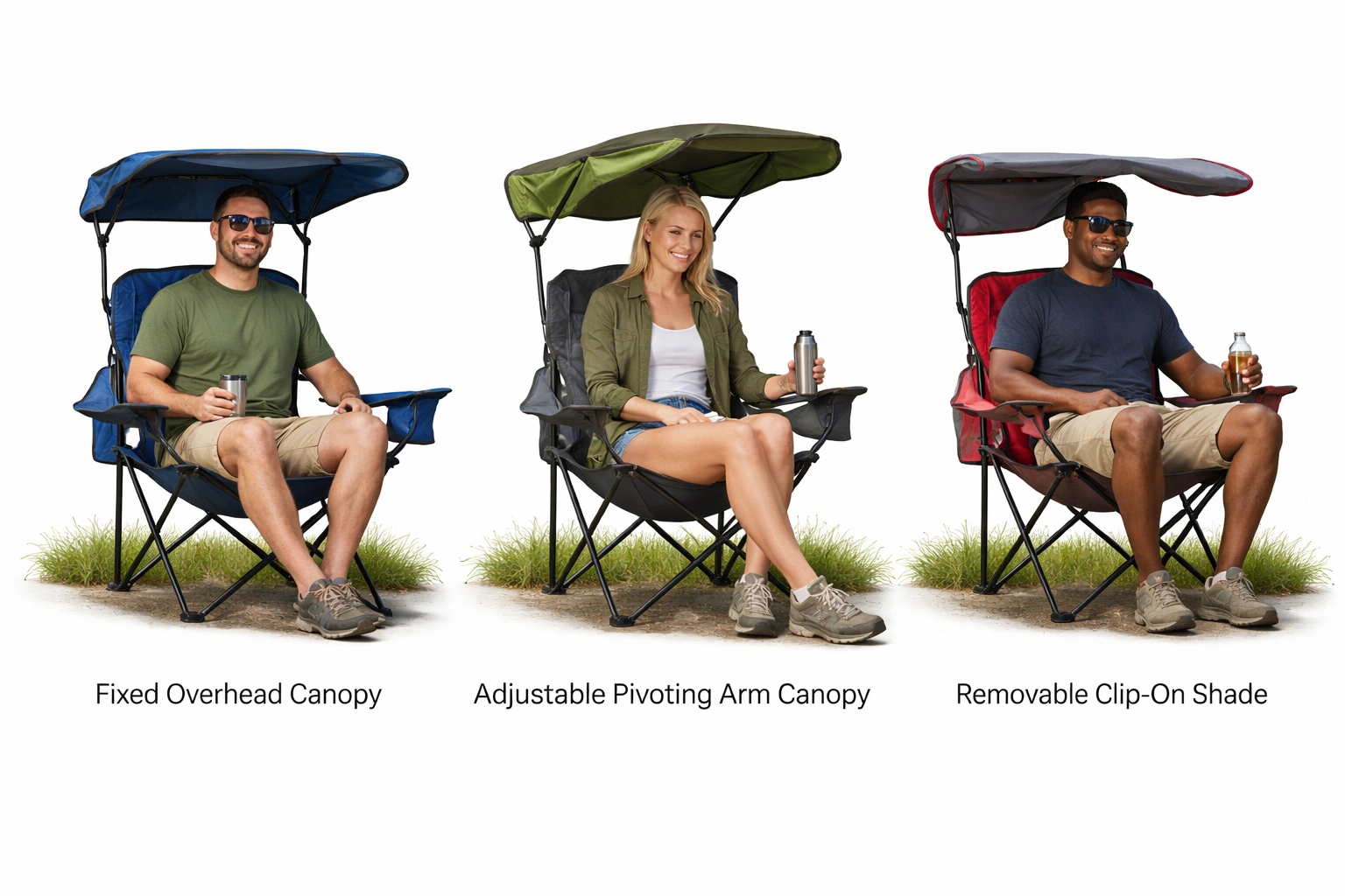 Different types of canopies for camping chairs
