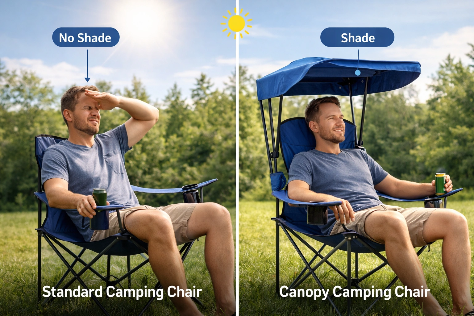 Comparison between canopy chair and standard camping chair