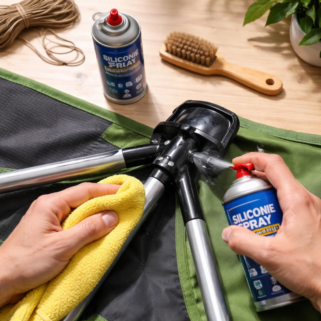 Camping chair maintenance and cleaning tips illustration