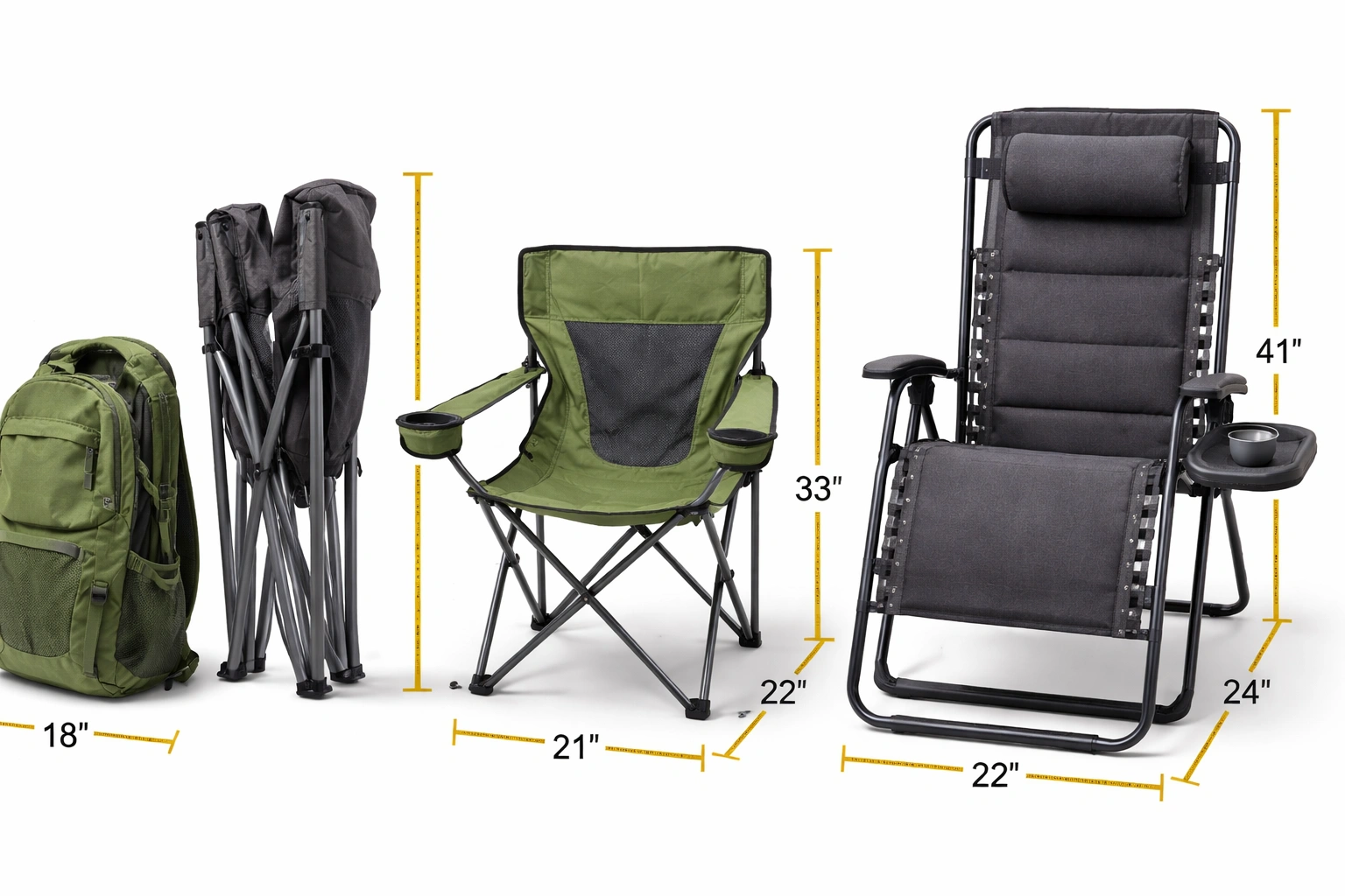 Backpack and wagon camping chairs side by side comparison