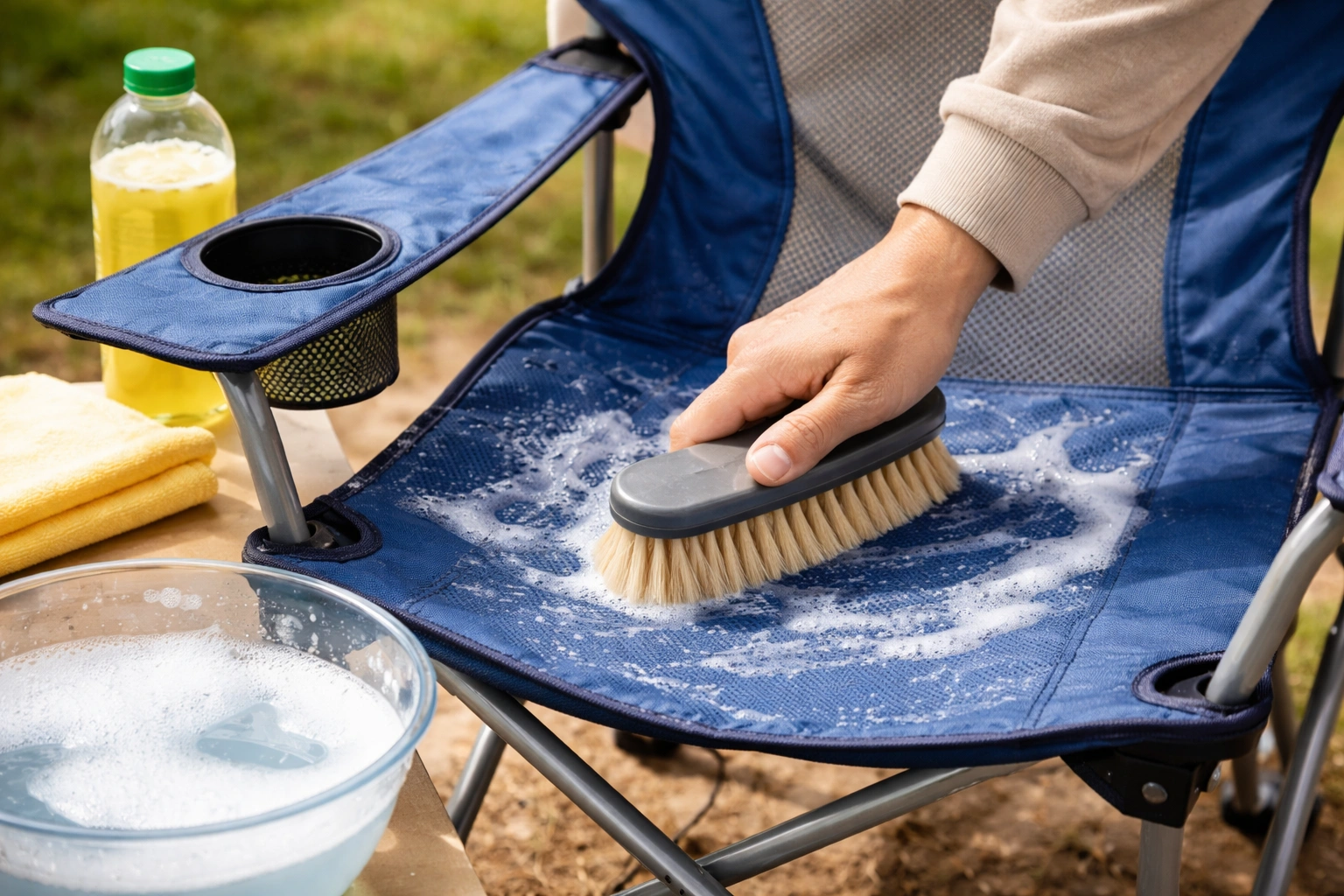 Cleaning camping chair fabric