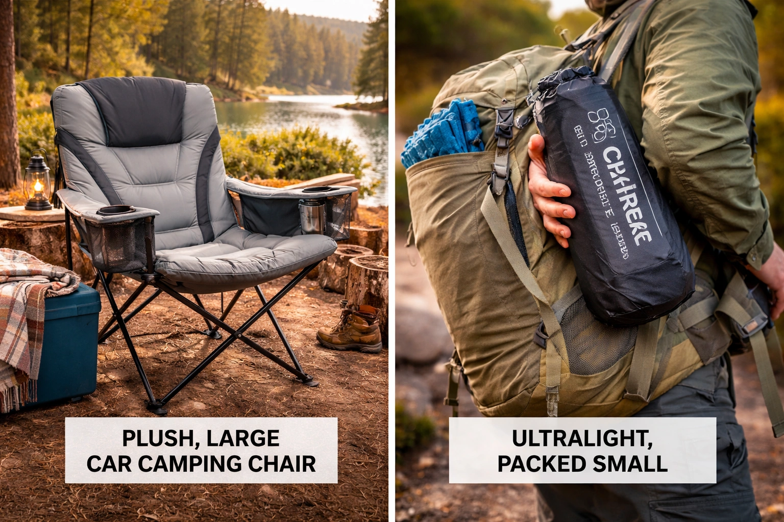 Comfort vs portability comparison for camping chairs