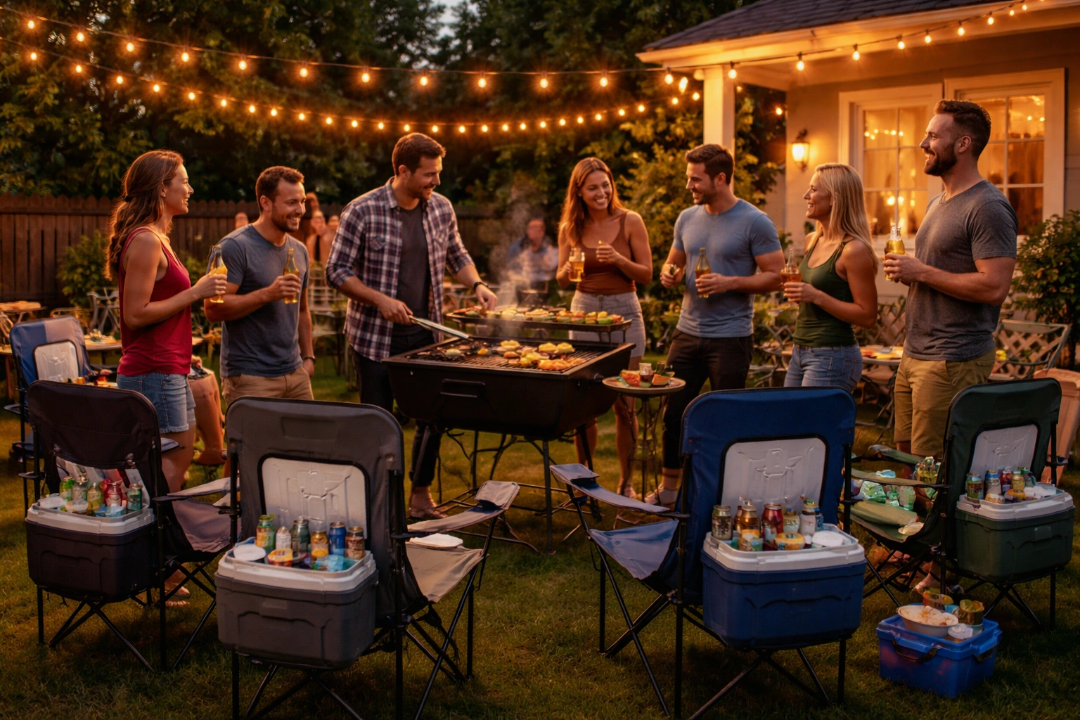 Cooler camping chairs for backyard BBQ