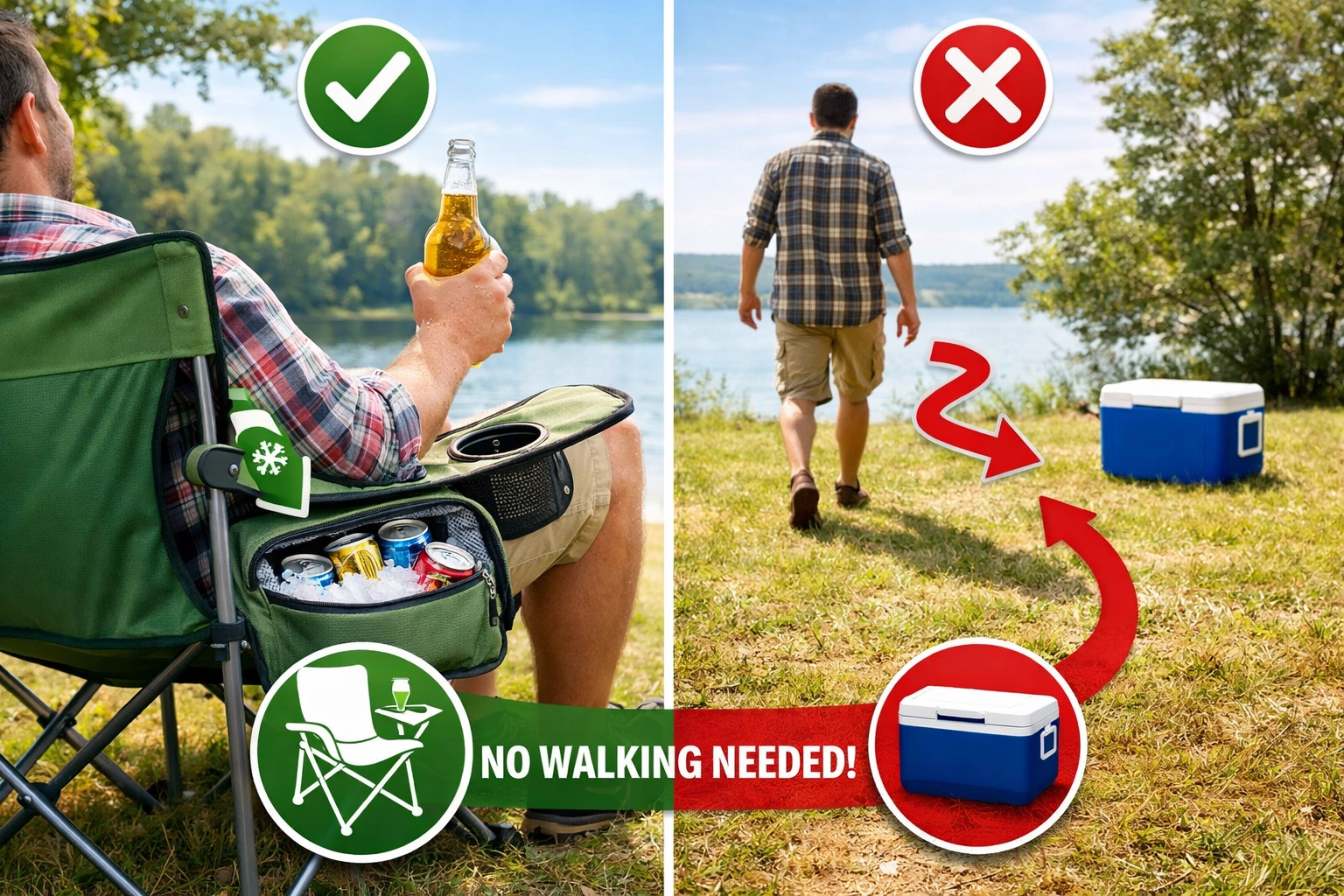 Benefits of camping chairs with built-in cooler - cold drinks within reach