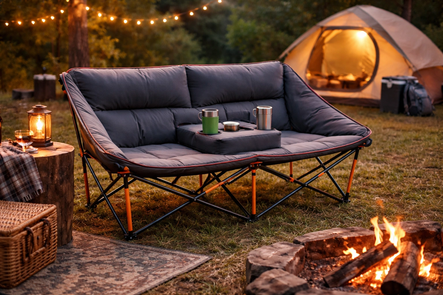 Folding loveseat camping couch