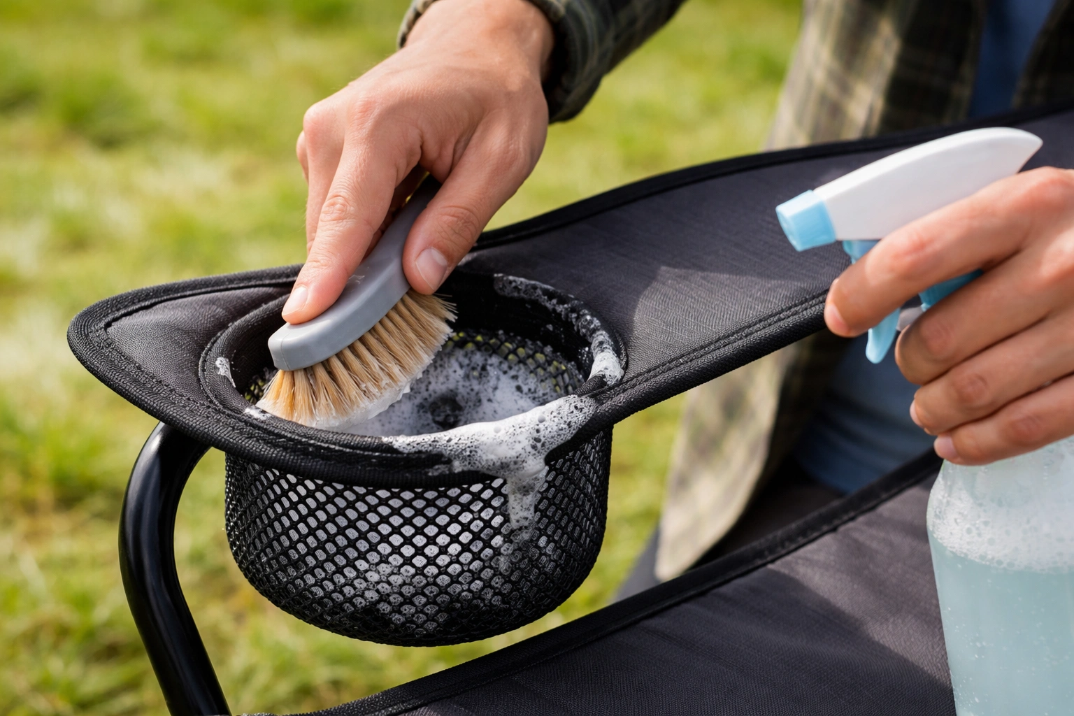 Cleaning and maintaining camping chair cup holders