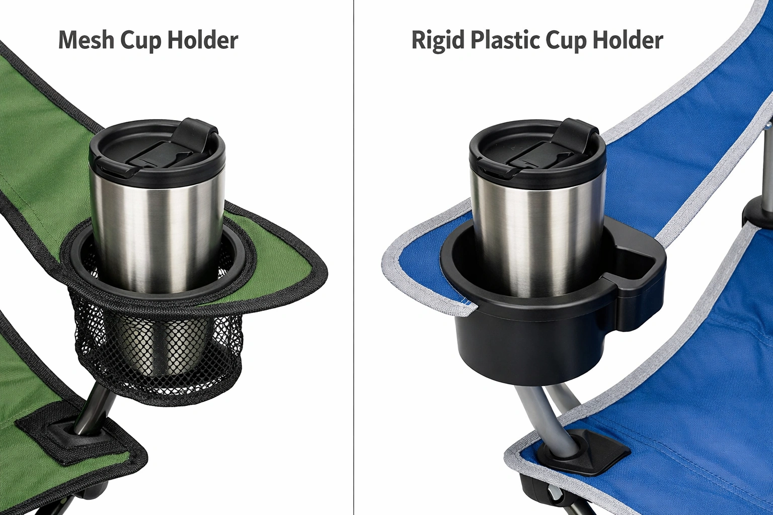Comparison of mesh vs rigid cup holder materials