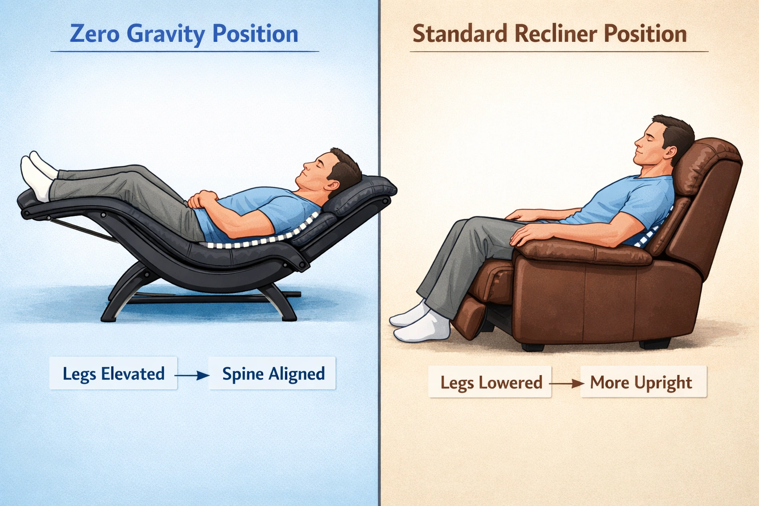 Zero gravity vs standard recliner comparison