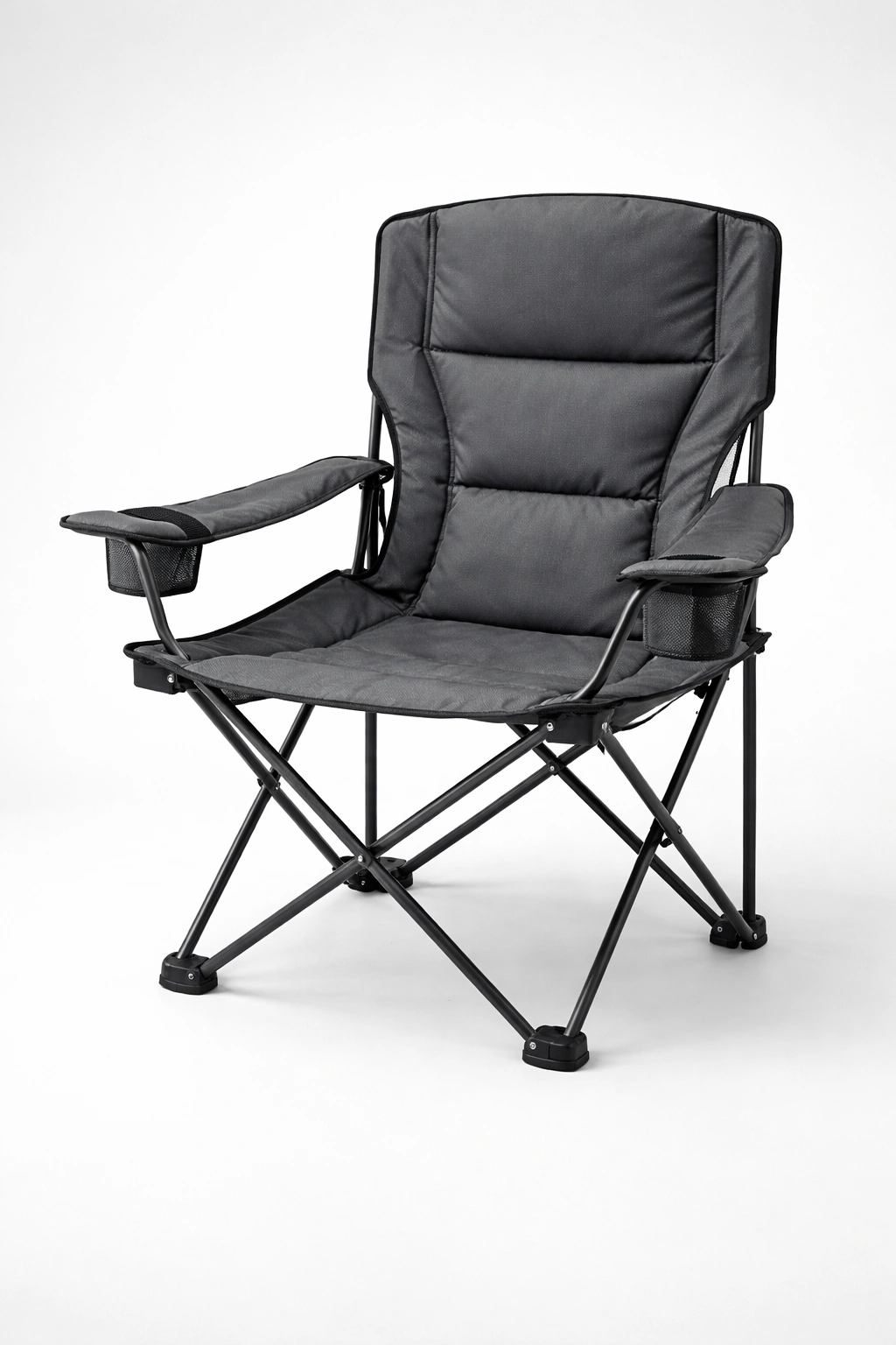 Large heavy duty high-back camping chair with reinforced steel frame