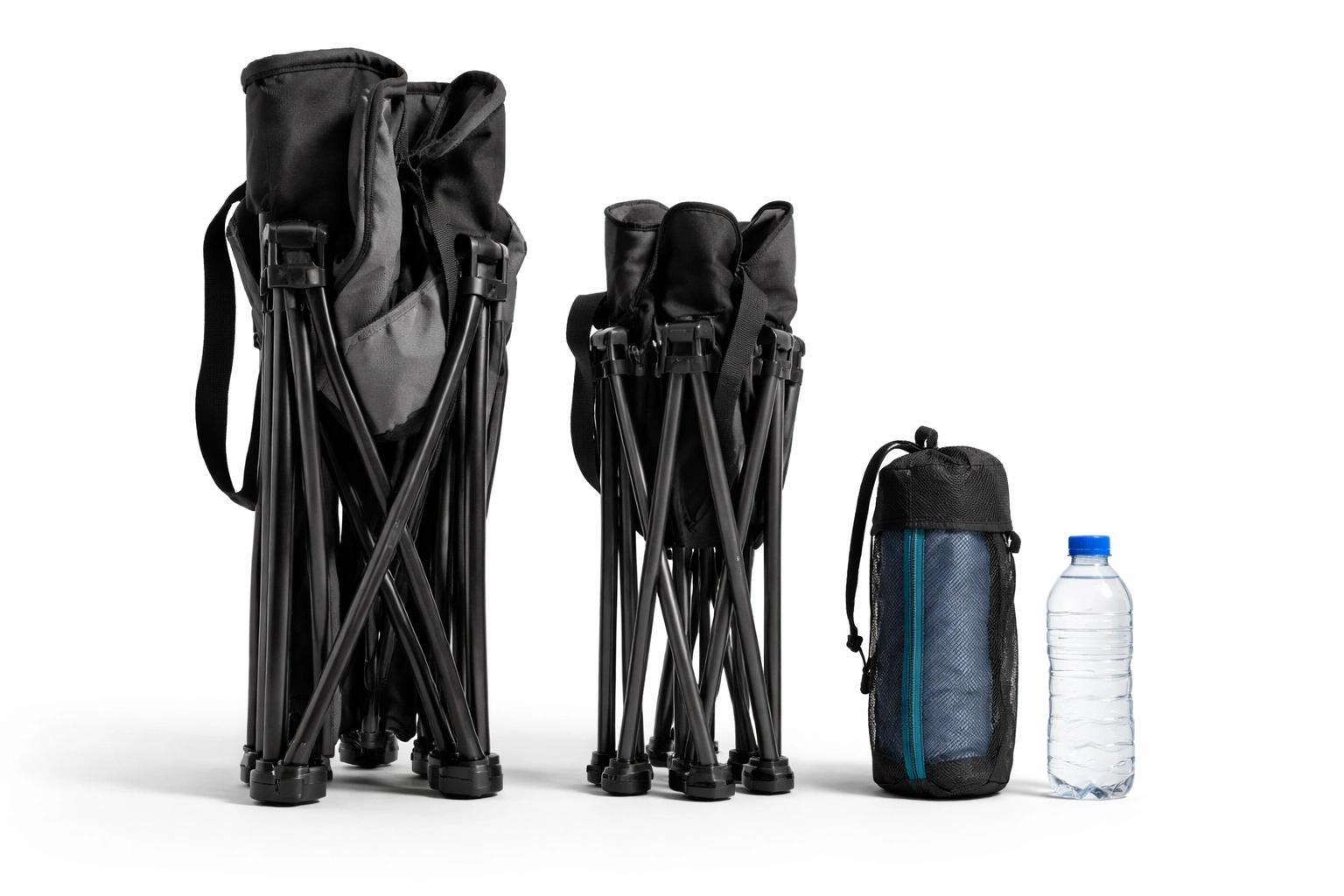 Standard quad folding camping chair with X-frame scissor mechanism