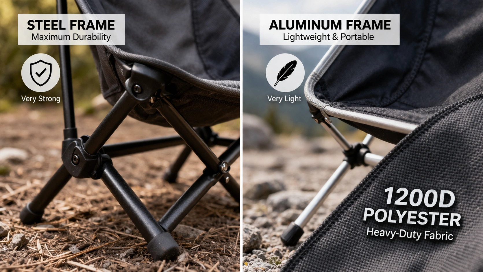 Camping chair frame and fabric durability for tall users