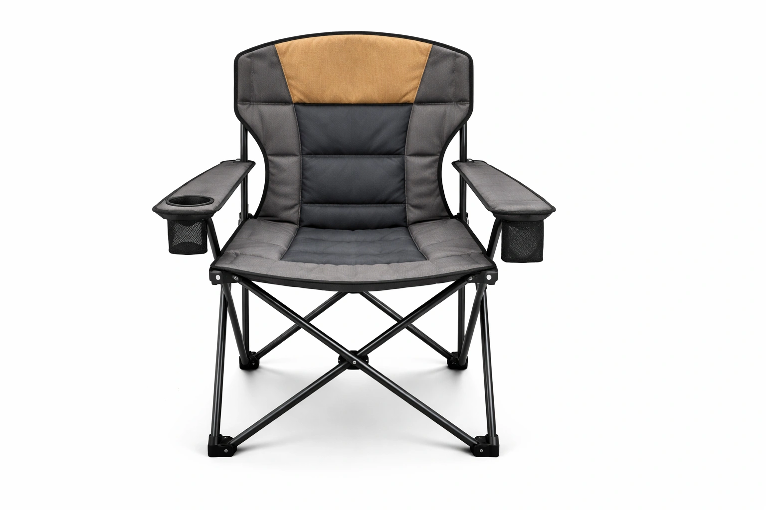 Heavy duty camping chair with reinforced steel frame and wide seat
