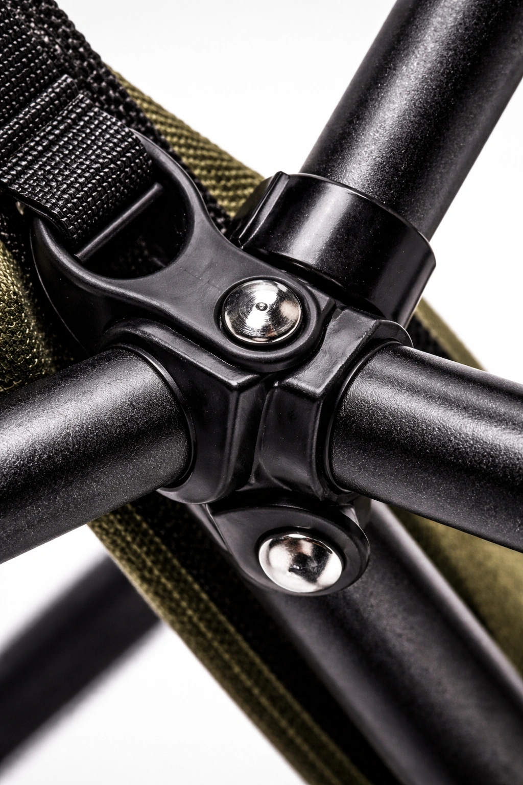 Reinforced steel frame structure of heavy duty camping chair