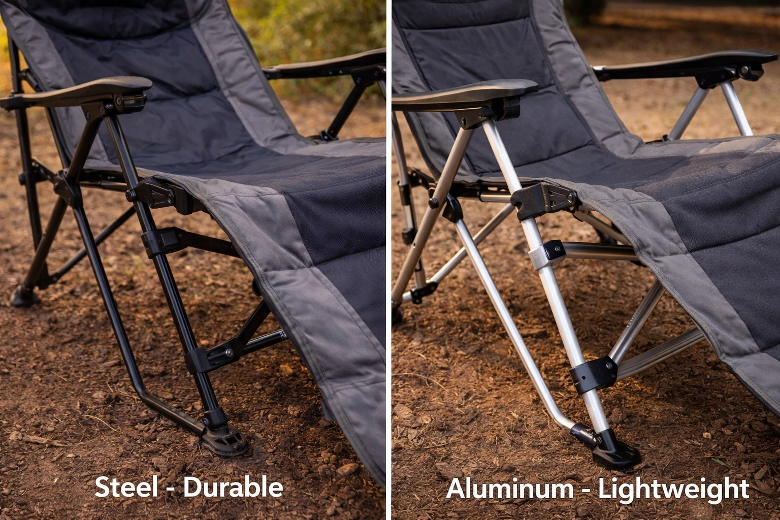 Comparison of steel and aluminum camping chair frames