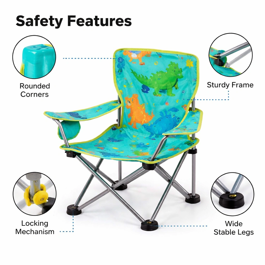 Safety features on kids camping chair