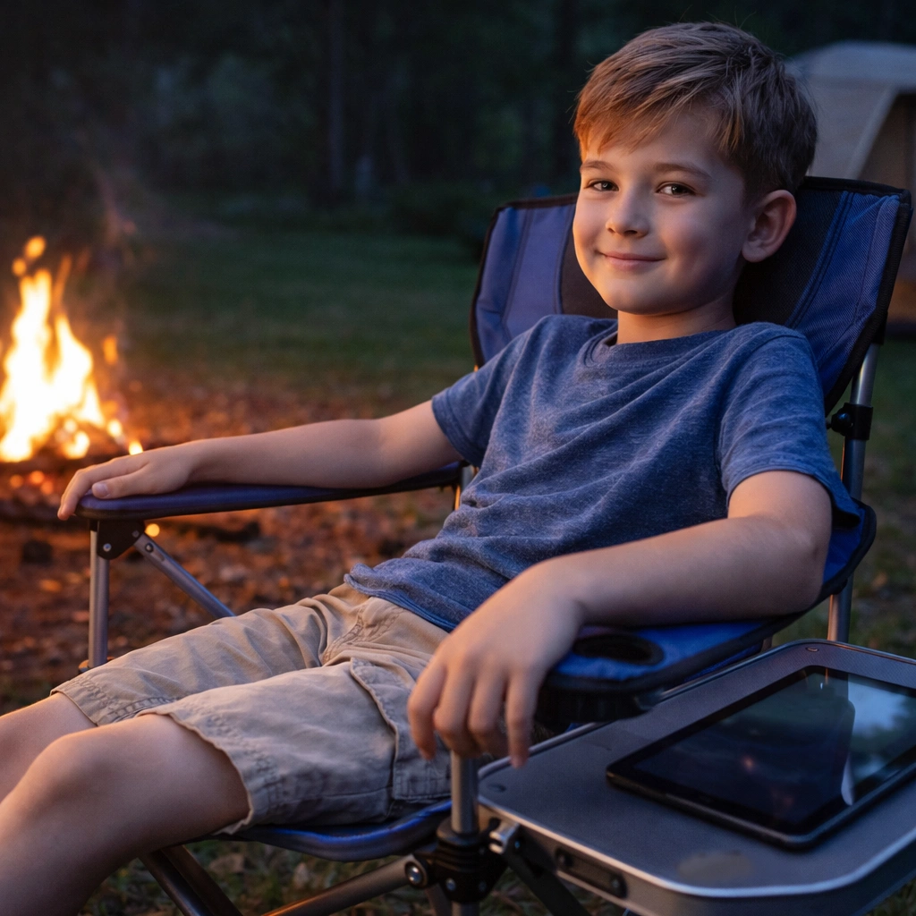 Tween using camping chair