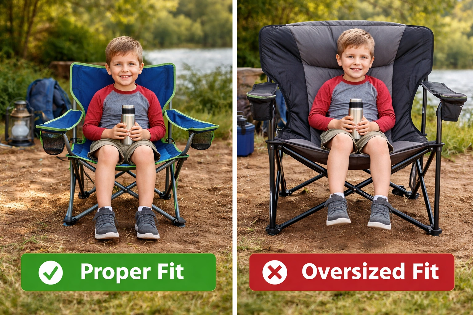 Comparison of kids camping chair vs adult camping chair