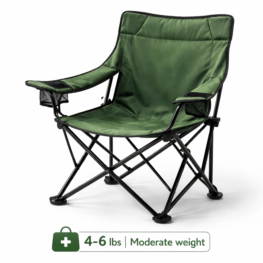 PU fabric camping chair showing moderate weight