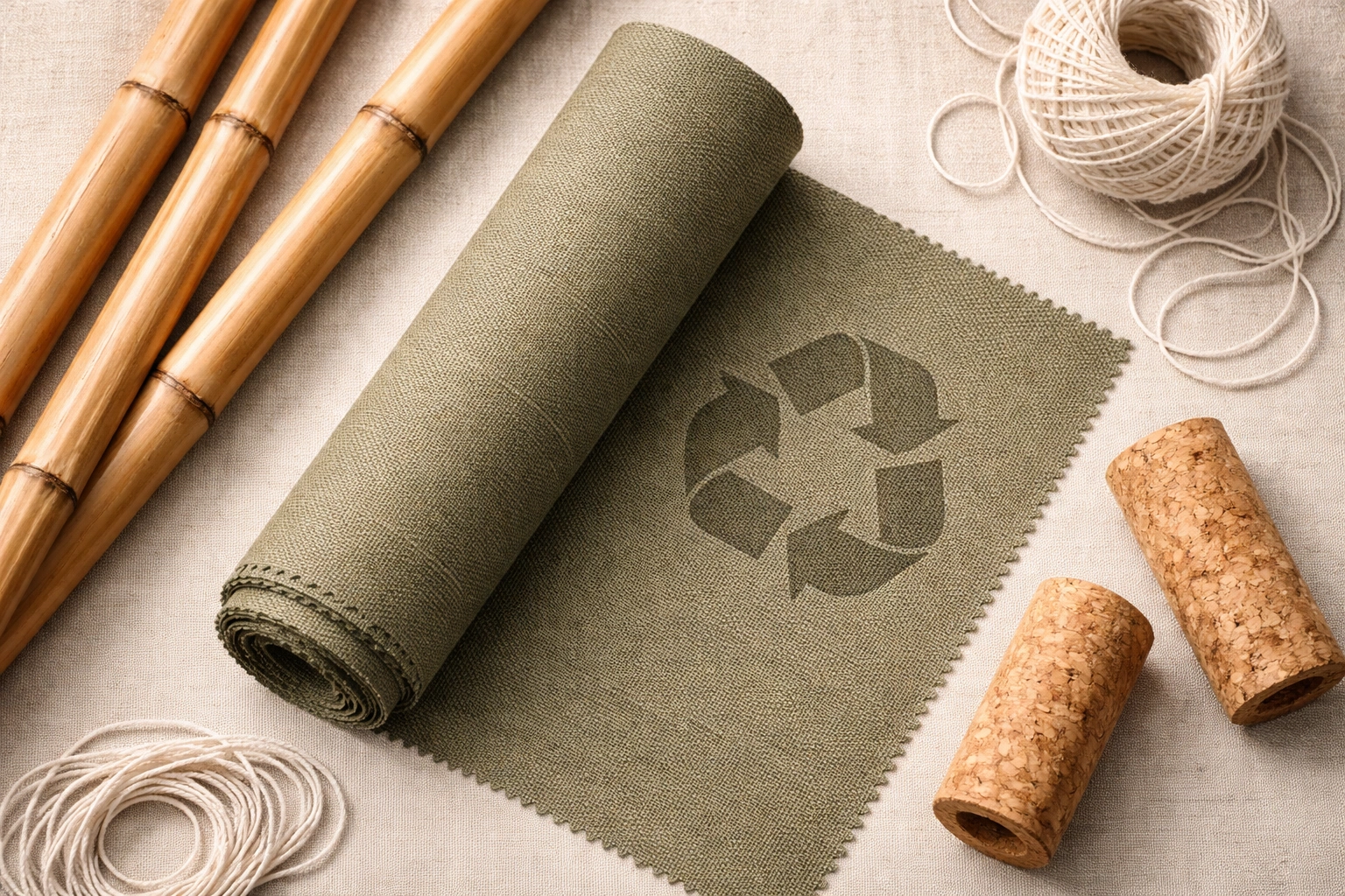 Close-up of PU-coated polyester fabric showing water beading on the treated surface