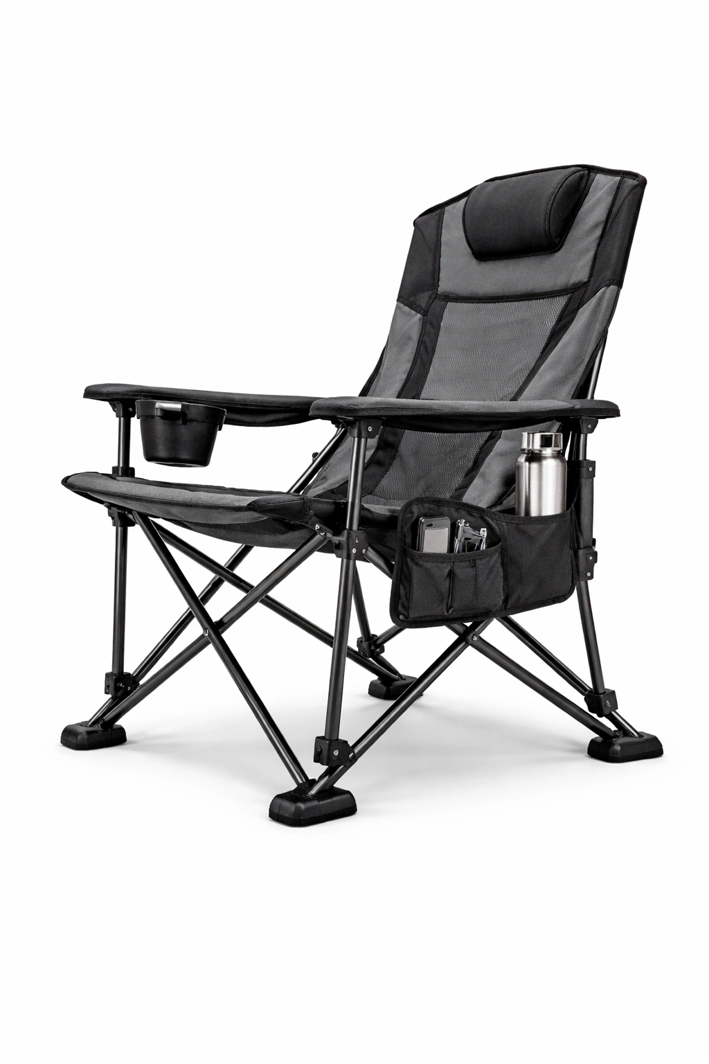 Heavy-duty quad chair supporting weight capacity demonstration