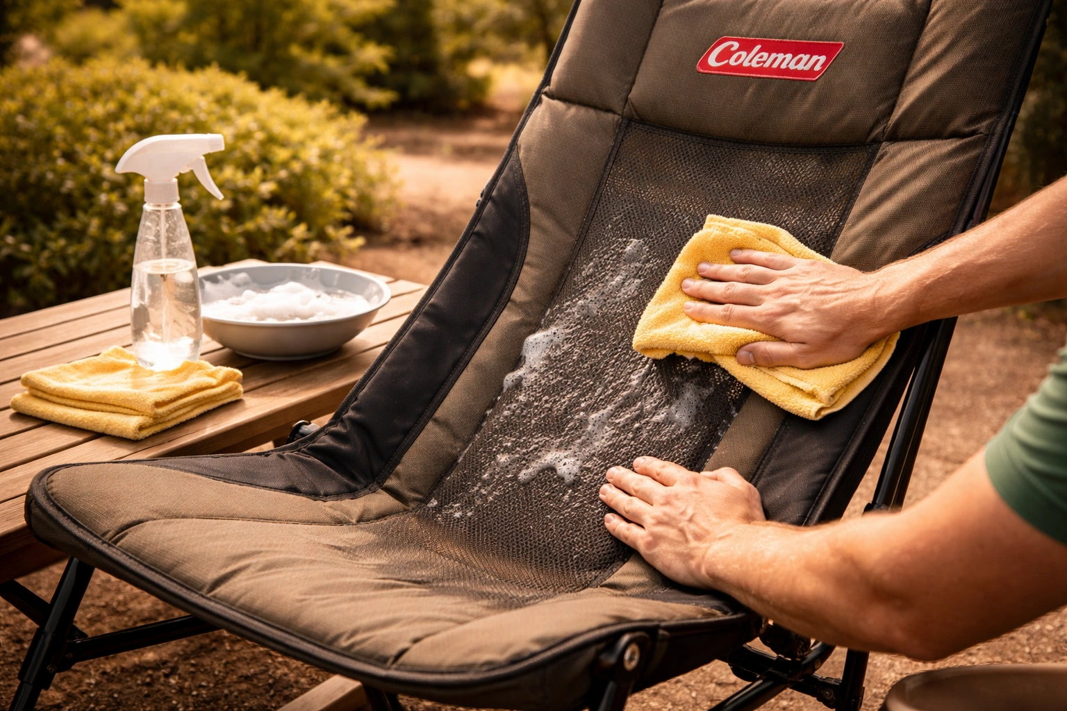 Cleaning and maintaining a rocking camping chair