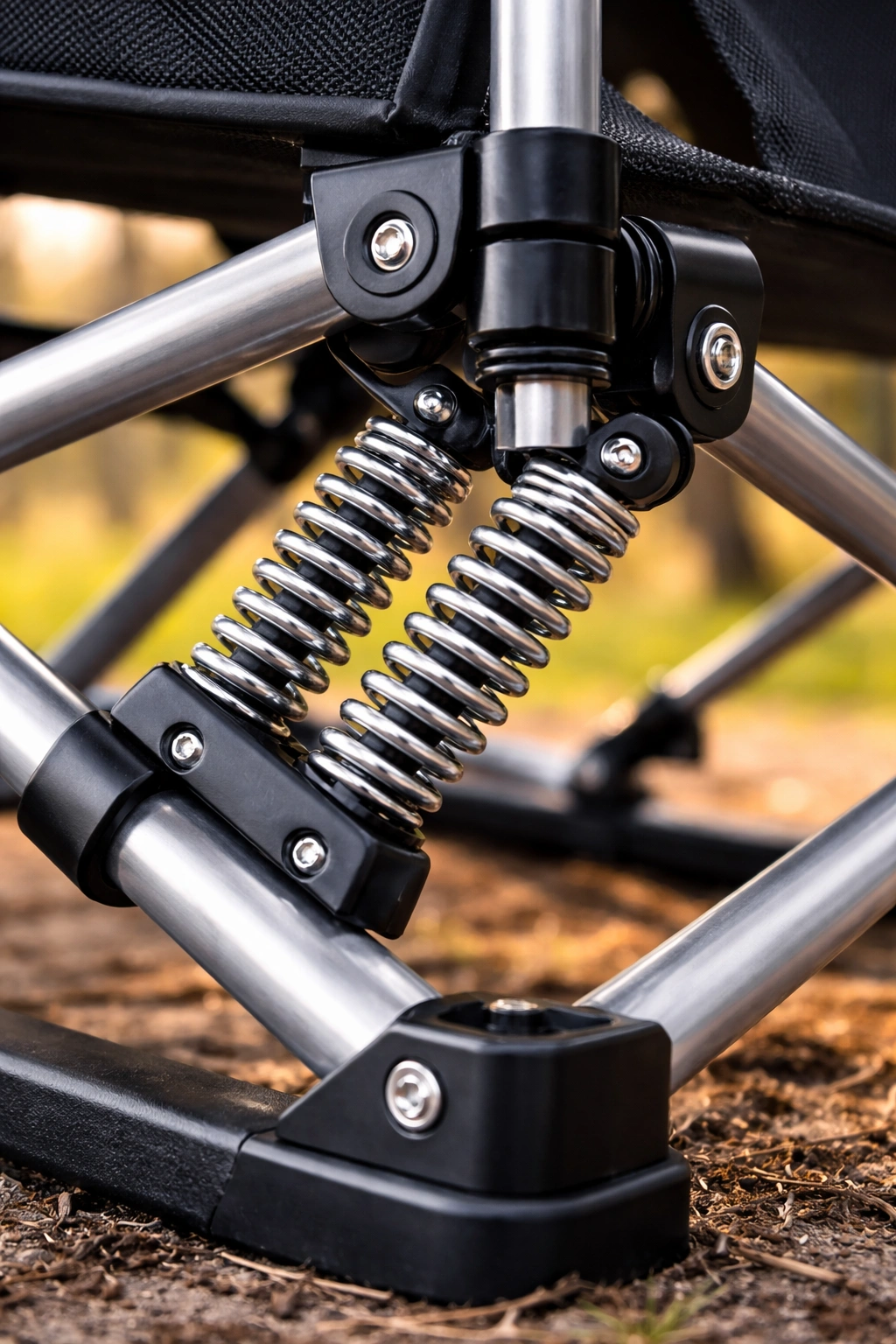 Spring-action rocking mechanism close up