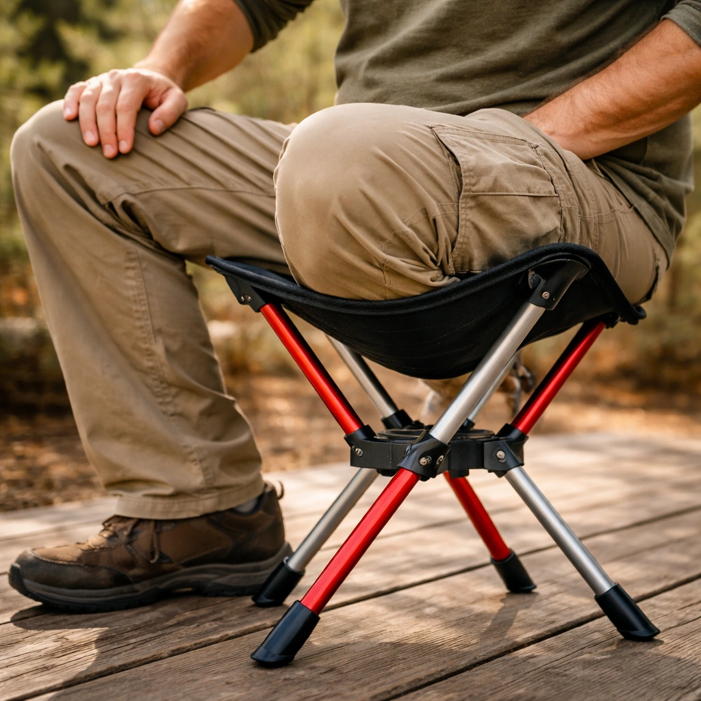 Heavy duty camping stool supporting weight