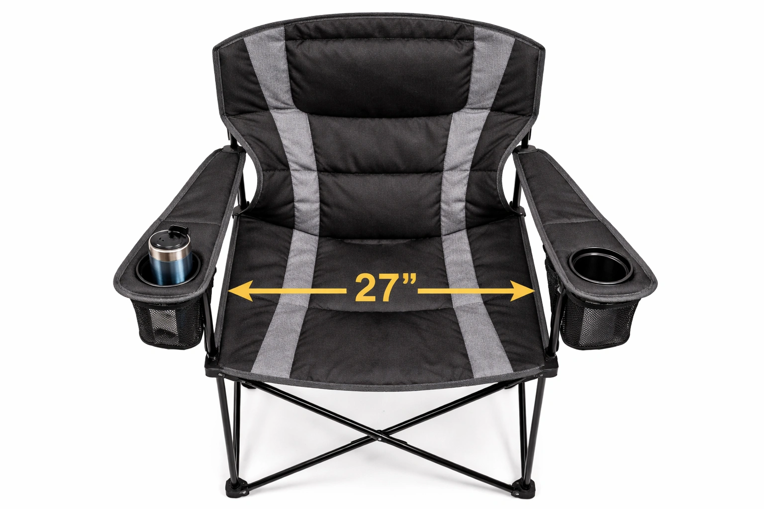 Reinforced steel frame on XXL camping chair
