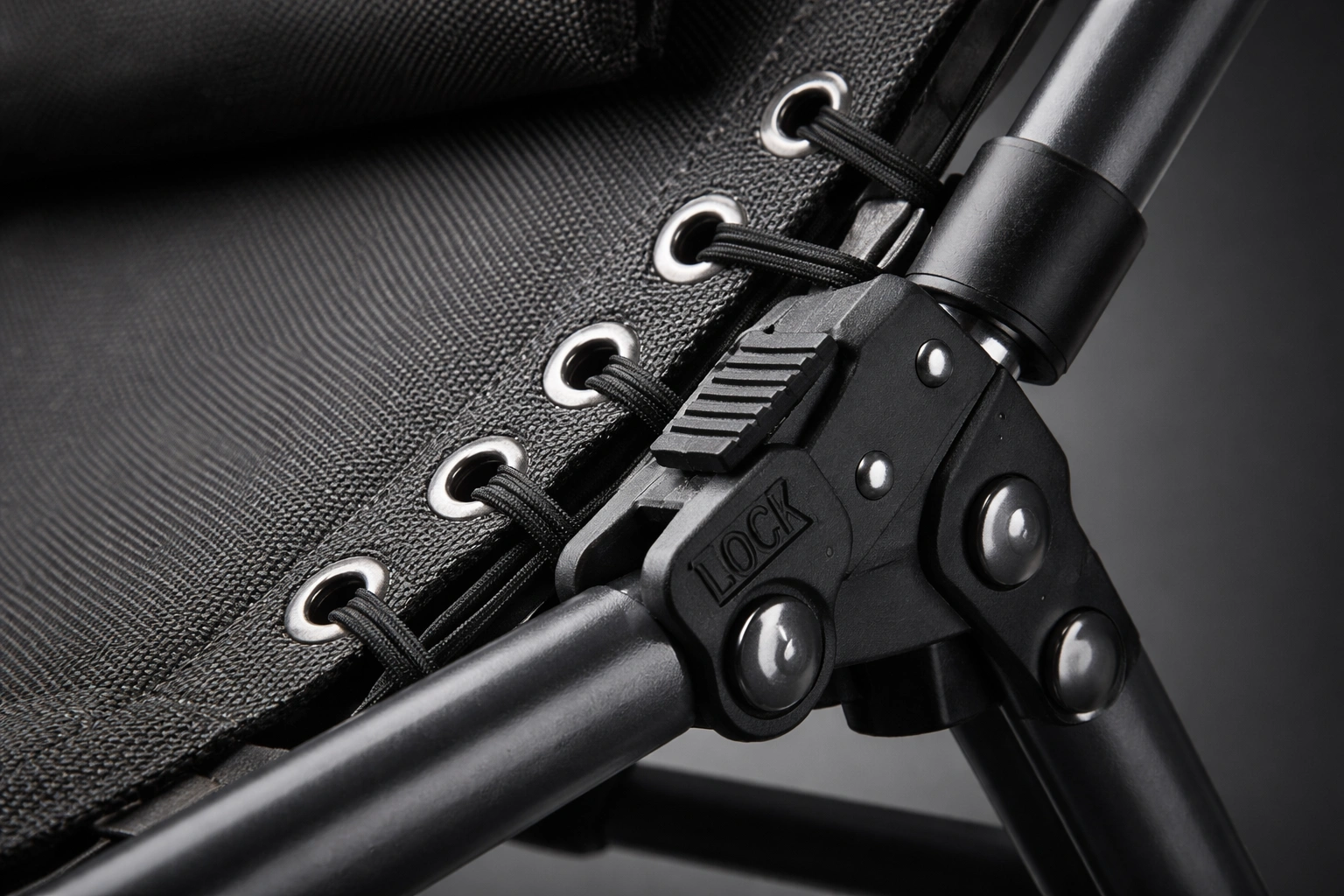 Close up of zero gravity chair reclining mechanism