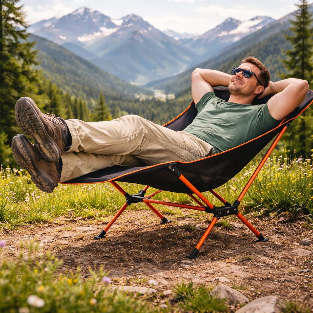 Zero gravity camping chair for weight distribution